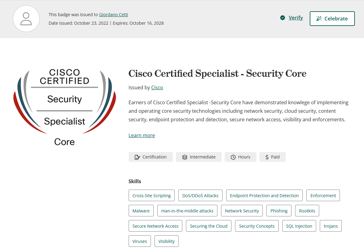 Cisco Certified Specialist — Security Core 2022