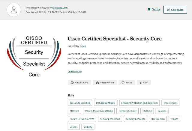 Cisco Specialist Security Core 2022